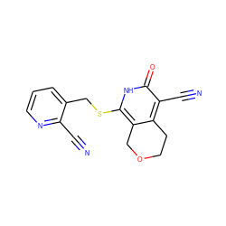 N#Cc1ncccc1CSc1[nH]c(=O)c(C#N)c2c1COCC2 ZINC000073140046