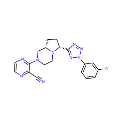 N#Cc1nccnc1N1CCN2[C@@H](CC[C@@H]2c2nnn(-c3cccc(Cl)c3)n2)C1 ZINC000034778285