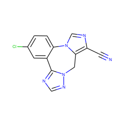 N#Cc1ncn2c1Cn1ncnc1-c1cc(Cl)ccc1-2 ZINC000049000263