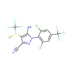 N#Cc1nn(-c2c(Cl)cc(C(F)(F)F)cc2Cl)c(N)c1[S@+]([O-])C(F)(F)F ZINC000001532157