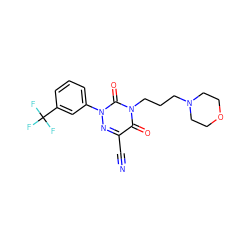 N#Cc1nn(-c2cccc(C(F)(F)F)c2)c(=O)n(CCCN2CCOCC2)c1=O ZINC000049036684