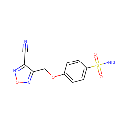 N#Cc1nonc1COc1ccc(S(N)(=O)=O)cc1 ZINC000299839749