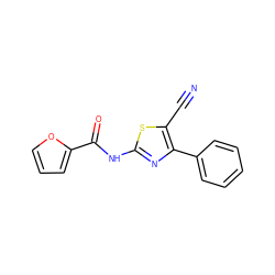 N#Cc1sc(NC(=O)c2ccco2)nc1-c1ccccc1 ZINC000058583296