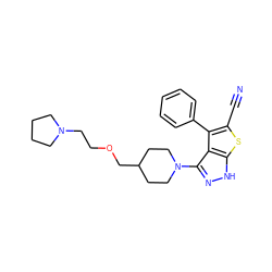 N#Cc1sc2[nH]nc(N3CCC(COCCN4CCCC4)CC3)c2c1-c1ccccc1 ZINC000147555994