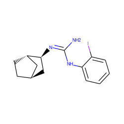 N/C(=N/[C@H]1C[C@H]2CC[C@H]1C2)Nc1ccccc1I ZINC000261091765