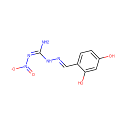 N/C(=N/[N+](=O)[O-])N/N=C/c1ccc(O)cc1O ZINC000004954414