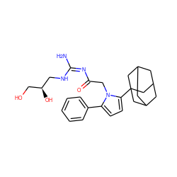 N/C(=N/C(=O)Cn1c(-c2ccccc2)ccc1C12CC3CC(CC(C3)C1)C2)NC[C@@H](O)CO ZINC000029129888