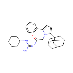 N/C(=N/C(=O)Cn1c(-c2ccccc2)ccc1C12CC3CC(CC(C3)C1)C2)NC1CCCCC1 ZINC000029129805