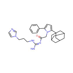 N/C(=N/C(=O)Cn1c(-c2ccccc2)ccc1C12CC3CC(CC(C3)C1)C2)NCCCn1ccnc1 ZINC000029129892