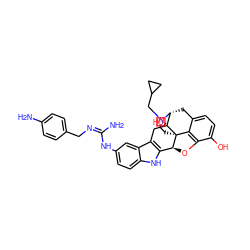 N/C(=N/Cc1ccc(N)cc1)Nc1ccc2[nH]c3c(c2c1)C[C@@]1(O)[C@H]2Cc4ccc(O)c5c4[C@@]1(CCN2CC1CC1)[C@H]3O5 ZINC000027634711