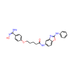 N/C(=N/O)c1ccc(OCCCCC(=O)Nc2ccc3oc(Nc4ccccc4)nc3c2)cc1 ZINC000205427640