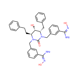 N/C(=N/O)c1cccc(CN2C(=O)N(Cc3cccc(/C(N)=N\O)c3)[C@@H](Cc3ccccc3)[C@@H](O)[C@@H]2CCc2ccccc2)c1 ZINC000014943293