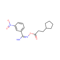 N/C(=N/OC(=O)CCC1CCCC1)c1cccc([N+](=O)[O-])c1 ZINC000018161885