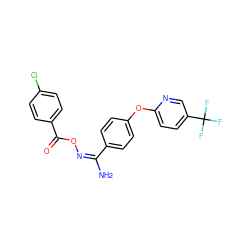 N/C(=N/OC(=O)c1ccc(Cl)cc1)c1ccc(Oc2ccc(C(F)(F)F)cn2)cc1 ZINC000012369702