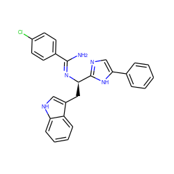 N/C(=N\[C@H](Cc1c[nH]c2ccccc12)c1ncc(-c2ccccc2)[nH]1)c1ccc(Cl)cc1 ZINC000028118296