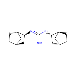 N/C(=N\[C@H]1C[C@H]2CC[C@H]1C2)N[C@H]1C[C@H]2CC[C@H]1C2 ZINC000204068227