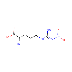 N/C(=N\[N+](=O)[O-])NCCC[C@H](N)C(=O)O ZINC000019796052