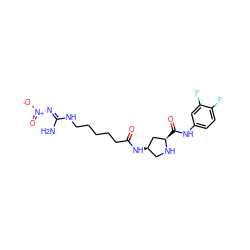 N/C(=N\[N+](=O)[O-])NCCCCCC(=O)N[C@@H]1CN[C@H](C(=O)Nc2ccc(F)c(F)c2)C1 ZINC000029125241