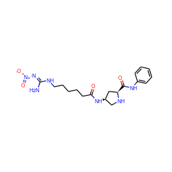 N/C(=N\[N+](=O)[O-])NCCCCCC(=O)N[C@@H]1CN[C@H](C(=O)Nc2ccccc2)C1 ZINC000029125291