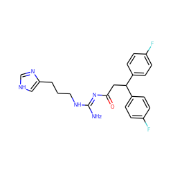 N/C(=N\C(=O)CC(c1ccc(F)cc1)c1ccc(F)cc1)NCCCc1c[nH]cn1 ZINC000040895264