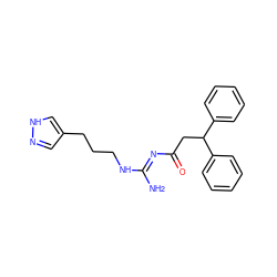 N/C(=N\C(=O)CC(c1ccccc1)c1ccccc1)NCCCc1cn[nH]c1 ZINC000169327554