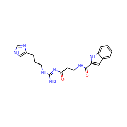 N/C(=N\C(=O)CCNC(=O)c1cc2ccccc2[nH]1)NCCCc1c[nH]cn1 ZINC000040914866