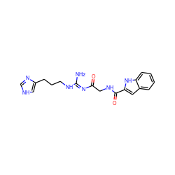 N/C(=N\C(=O)CNC(=O)c1cc2ccccc2[nH]1)NCCCc1c[nH]cn1 ZINC000040914234