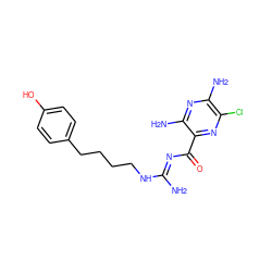 N/C(=N\C(=O)c1nc(Cl)c(N)nc1N)NCCCCc1ccc(O)cc1 ZINC000033983986