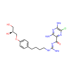 N/C(=N\C(=O)c1nc(Cl)c(N)nc1N)NCCCCc1ccc(OC[C@@H](O)CO)cc1 ZINC000034663723