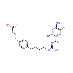 N/C(=N\C(=O)c1nc(Cl)c(N)nc1N)NCCCCc1ccc(OCCC(=O)O)cc1 ZINC000035821571