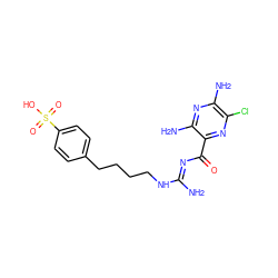 N/C(=N\C(=O)c1nc(Cl)c(N)nc1N)NCCCCc1ccc(S(=O)(=O)O)cc1 ZINC000036176125