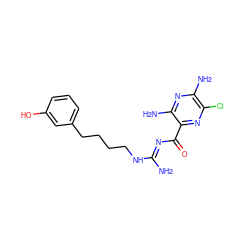 N/C(=N\C(=O)c1nc(Cl)c(N)nc1N)NCCCCc1cccc(O)c1 ZINC000035942671