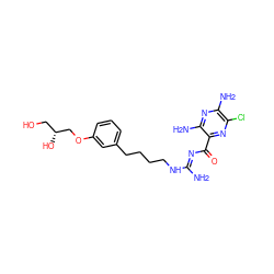 N/C(=N\C(=O)c1nc(Cl)c(N)nc1N)NCCCCc1cccc(OC[C@H](O)CO)c1 ZINC000034631985