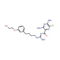 N/C(=N\C(=O)c1nc(Cl)c(N)nc1N)NCCCCc1cccc(OCCO)c1 ZINC000035796731