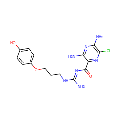 N/C(=N\C(=O)c1nc(Cl)c(N)nc1N)NCCCOc1ccc(O)cc1 ZINC000036176102