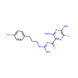 N/C(=N\C(=O)c1nc(Cl)c(N)nc1N)NCCCc1ccc(O)cc1 ZINC000036176121