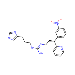 N/C(=N\CC[C@@H](c1cccc([N+](=O)[O-])c1)c1ccccn1)NCCCc1c[nH]cn1 ZINC000013816167