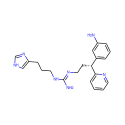 N/C(=N\CC[C@H](c1cccc(N)c1)c1ccccn1)NCCCc1c[nH]cn1 ZINC000013816189