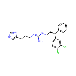 N/C(=N\CCCc1c[nH]cn1)NCC[C@@H](c1ccccc1)c1ccc(Cl)c(Cl)c1 ZINC000013816388