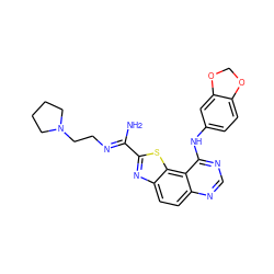 N/C(=N\CCN1CCCC1)c1nc2ccc3ncnc(Nc4ccc5c(c4)OCO5)c3c2s1 ZINC000207591519