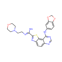 N/C(=N\CCN1CCOCC1)c1nc2ccc3ncnc(Nc4ccc5c(c4)OCO5)c3c2s1 ZINC000207590762