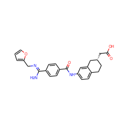 N/C(=N\Cc1ccco1)c1ccc(C(=O)Nc2ccc3c(c2)C[C@H](CC(=O)O)CC3)cc1 ZINC000003951492