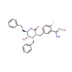 N/C(=N\O)c1cc(CN2C(=O)N[C@H](CCc3ccccc3)[C@@H](O)[C@H]2Cc2ccccc2)ccc1F ZINC000013782665