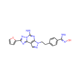 N/C(=N\O)c1ccc(CCn2ncc3c2nc(N)n2nc(-c4ccco4)nc32)cc1 ZINC000038497497