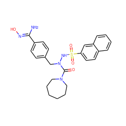 N/C(=N\O)c1ccc(CN(NS(=O)(=O)c2ccc3ccccc3c2)C(=O)N2CCCCCC2)cc1 ZINC000029324917