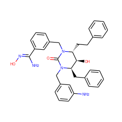 N/C(=N\O)c1cccc(CN2C(=O)N(Cc3cccc(N)c3)[C@H](Cc3ccccc3)[C@H](O)[C@H]2CCc2ccccc2)c1 ZINC000014943327