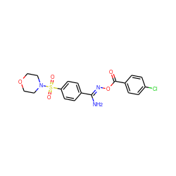 N/C(=N\OC(=O)c1ccc(Cl)cc1)c1ccc(S(=O)(=O)N2CCOCC2)cc1 ZINC000013464715