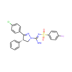 N/C(=N\S(=O)(=O)c1ccc(I)cc1)N1C[C@H](c2ccccc2)C(c2ccc(Cl)cc2)=N1 ZINC000044386494