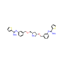 N/C(=N\c1cccc(COC[C@H]2C[C@H](OCc3cccc(/N=C(\N)c4cccs4)c3)CN2)c1)c1cccs1 ZINC000222225291