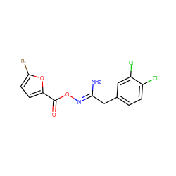 N/C(Cc1ccc(Cl)c(Cl)c1)=N\OC(=O)c1ccc(Br)o1 ZINC000004723513